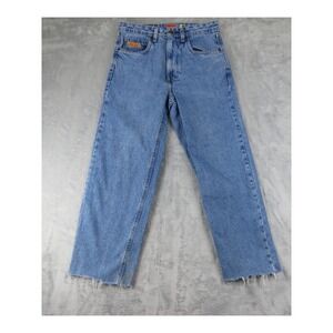 Empyre Raw Hem Frayed Cropped Ankle Jeans Womens 28 Light Wash Denim Straight